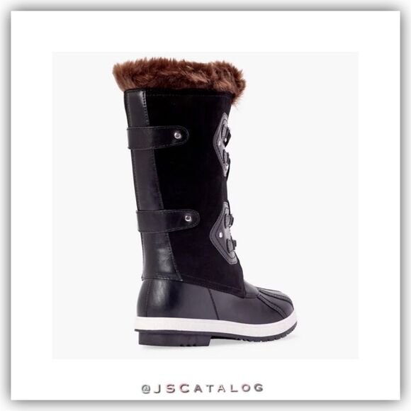 Marley Lace Up Faux Fur Snow Winter Boots In Black Size 7 - Picture 3 of 6